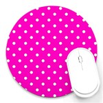 1950 Hello Pink White Dots Round Mousepads Front