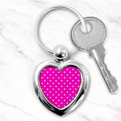 1950 Hello Pink White Dots Key Chain (heart) by SomethingForEveryone