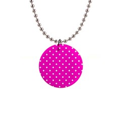 1950 Hello Pink White Dots 1  Button Necklace by SomethingForEveryone