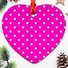 1950 Hello Pink White Dots Heart Ornament (two Sides) by SomethingForEveryone