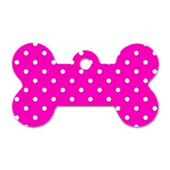 1950 Hello Pink White Dots Dog Tag Bone (two Sides) by SomethingForEveryone