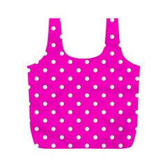 1950 Hello Pink White Dots Full Print Recycle Bag (m) by SomethingForEveryone