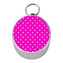 1950 Hello Pink White Dots Mini Silver Compasses by SomethingForEveryone