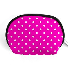 1950 Hello Pink White Dots Accessory Pouch (medium) by SomethingForEveryone