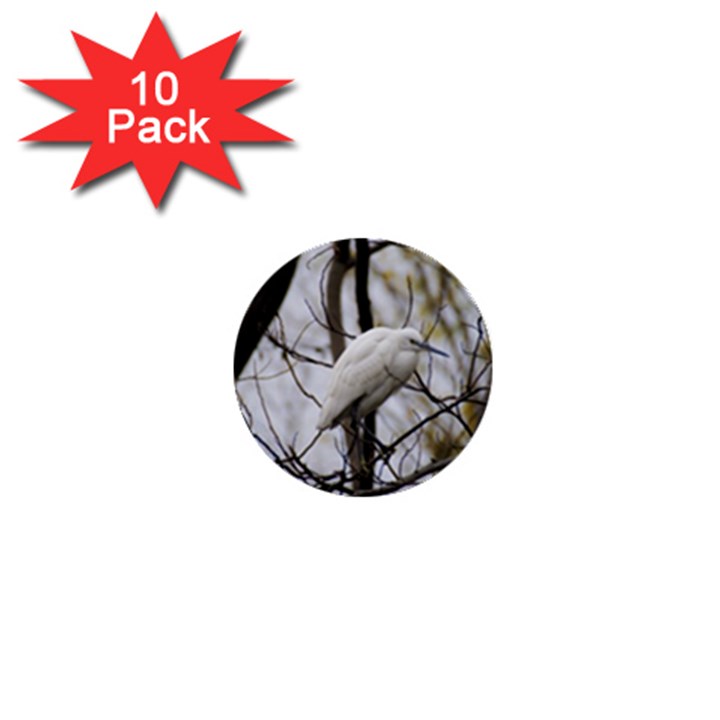 White Egret 1  Mini Buttons (10 pack) 