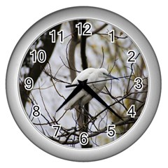 White Egret Wall Clock (silver) by SomethingForEveryone