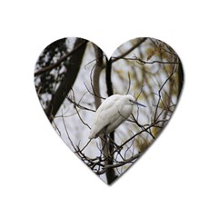 White Egret Heart Magnet