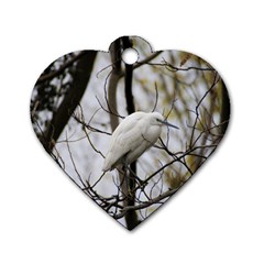 White Egret Dog Tag Heart (two Sides) by SomethingForEveryone