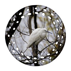 White Egret Ornament (round Filigree)