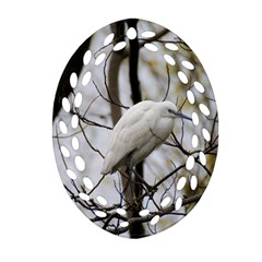 White Egret Ornament (oval Filigree)