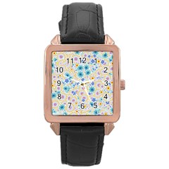 Flower Bomb 2 Rose Gold Leather Watch  by PatternFactory