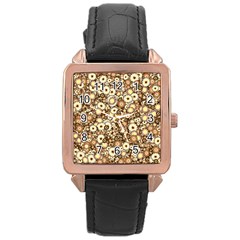 Flower Bomb 3b Rose Gold Leather Watch  by PatternFactory