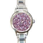 Flower Bomb 3 Round Italian Charm Watch Front