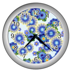 Flower Bomb 7 Wall Clock (silver) by PatternFactory