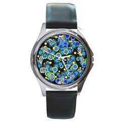 Flower Bomb  9 Round Metal Watch by PatternFactory