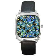 Flower Bomb  9 Square Metal Watch by PatternFactory