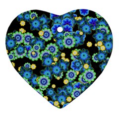 Flower Bomb  9 Heart Ornament (two Sides) by PatternFactory