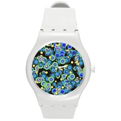 Flower Bomb  9 Round Plastic Sport Watch (m) by PatternFactory