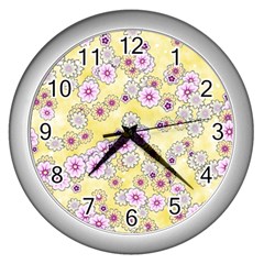 Flower Bomb 10 Wall Clock (silver) by PatternFactory