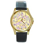 Flower Bomb 10 Round Gold Metal Watch Front