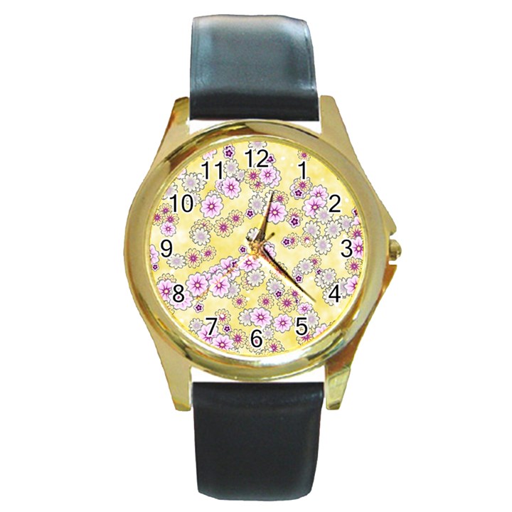 Flower Bomb 10 Round Gold Metal Watch