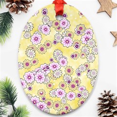 Flower Bomb 10 Oval Ornament (two Sides)