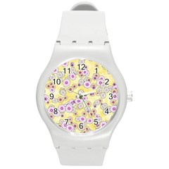 Flower Bomb 10 Round Plastic Sport Watch (m) by PatternFactory