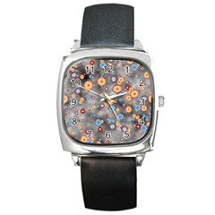 Flower Bomb 12 Square Metal Watch by PatternFactory