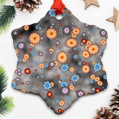 Flower Bomb 12 Snowflake Ornament (two Sides) by PatternFactory