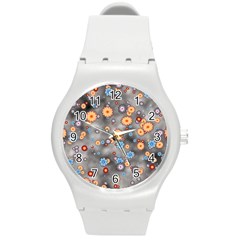 Flower Bomb 12 Round Plastic Sport Watch (m) by PatternFactory