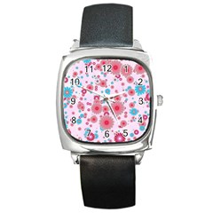 Flower Bomb 11 Square Metal Watch by PatternFactory