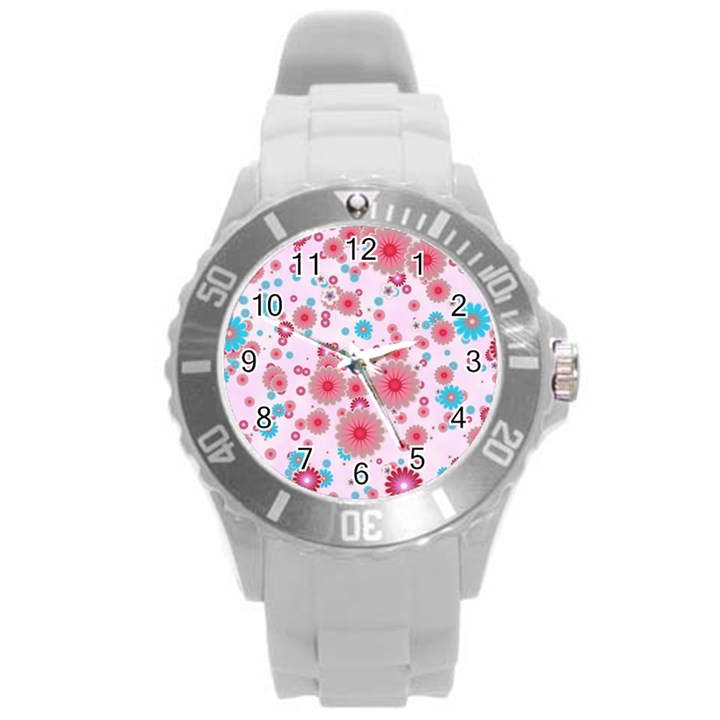 Flower Bomb 11 Round Plastic Sport Watch (L)