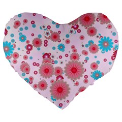 Flower Bomb 11 Large 19  Premium Heart Shape Cushions by PatternFactory