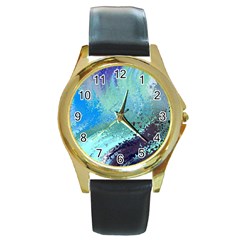 Fraction Space 2 Round Gold Metal Watch by PatternFactory