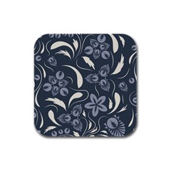 Folk Flowers Pattern  Rubber Square Coaster (4 Pack)  by Eskimos