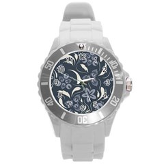 Folk Flowers Pattern  Round Plastic Sport Watch (l) by Eskimos