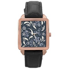 Folk Flowers Pattern  Rose Gold Leather Watch  by Eskimos