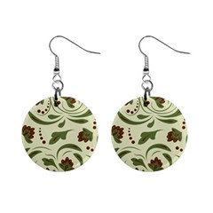 Folk Flowers Pattern  Mini Button Earrings by Eskimos