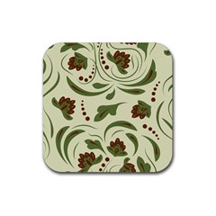 Folk Flowers Pattern  Rubber Coaster (square) 