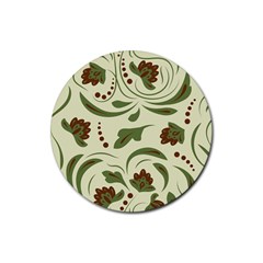 Folk Flowers Pattern  Rubber Coaster (round)  by Eskimos