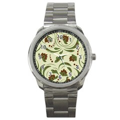 Folk Flowers Pattern  Sport Metal Watch by Eskimos