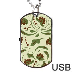 Folk Flowers Pattern  Dog Tag Usb Flash (two Sides) by Eskimos