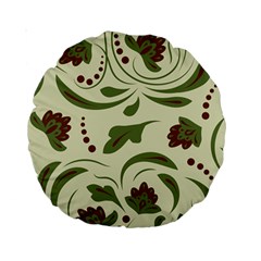 Folk Flowers Pattern  Standard 15  Premium Round Cushions by Eskimos