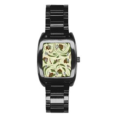 Folk Flowers Pattern  Stainless Steel Barrel Watch by Eskimos