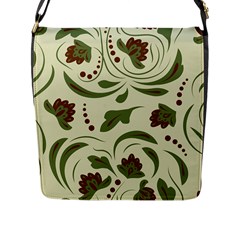 Folk Flowers Pattern  Flap Closure Messenger Bag (l) by Eskimos