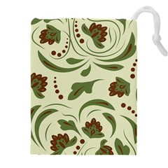 Folk Flowers Pattern  Drawstring Pouch (4xl) by Eskimos