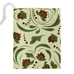 Folk flowers pattern  Drawstring Pouch (4XL) Back