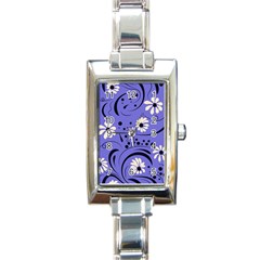 Folk Flowers Pattern  Rectangle Italian Charm Watch by Eskimos