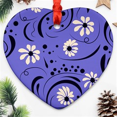 Folk Flowers Pattern  Ornament (heart) by Eskimos