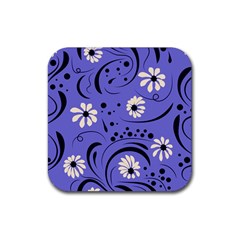 Folk Flowers Pattern  Rubber Coaster (square) 